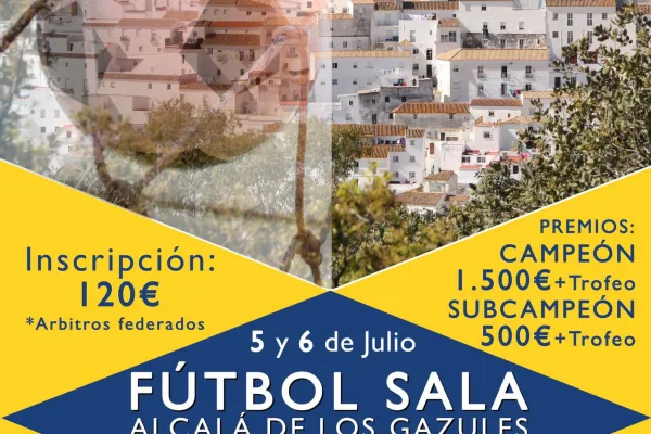 maratón provincial de fútbol sala que se llevará a cabo en Alcalá de los Gazules los días 5 y 6 de julio