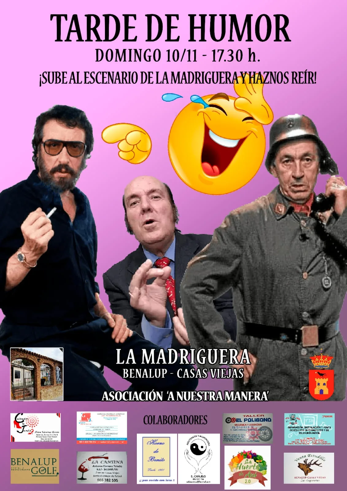 Tarde de Humor en La Madriguera de Benalup-Casas Viejas este domingo 10 de noviembre a las 17:30 h.