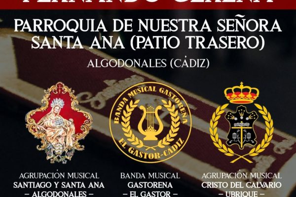 Vive la emoción de la Semana Santa en Algodonales con el I Certamen de Marchas Cofrades “Fernando Gerena” el 23 de mayo. Disfruta de las mejores bandas procesionales en un evento único con música, tradición y servicio de barra. ¡No te lo pierdas!