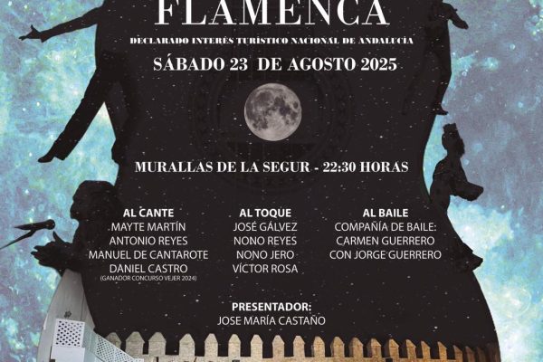 Descubre la 52ª Noche Flamenca de Vejer 2025: cartel completo, precios de entradas y cómo reservar para disfrutar del mejor flamenco en las Murallas de la Segur.