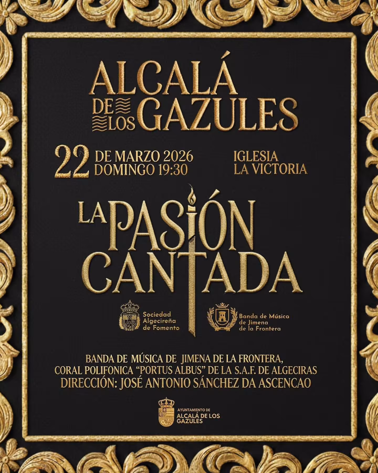 La Iglesia de la Victoria acoge el 22 de marzo de 2026 La Pasión Cantada en Alcalá de los Gazules, con banda y coral en una cita de música sacra.