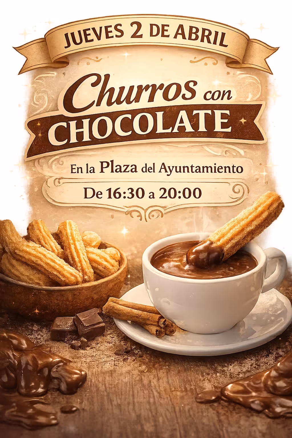 El Bosque celebra el 2 de abril una merienda de churros con chocolate en la Plaza del Ayuntamiento de 16:30 a 20:00 horas.
