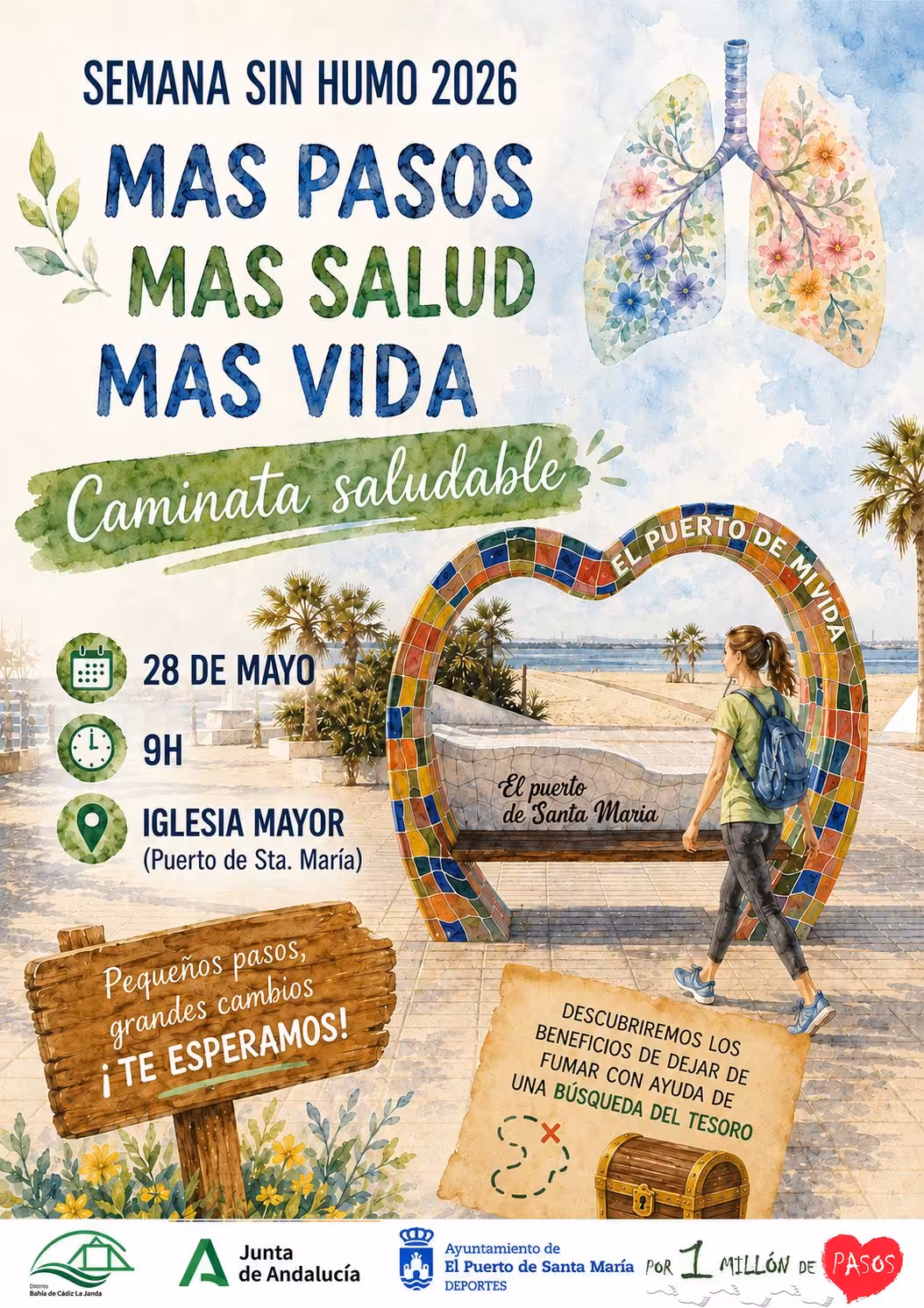 El Puerto de Santa María celebra la Semana sin Humo 2026 con una caminata saludable el 28 de mayo desde la Iglesia Mayor.