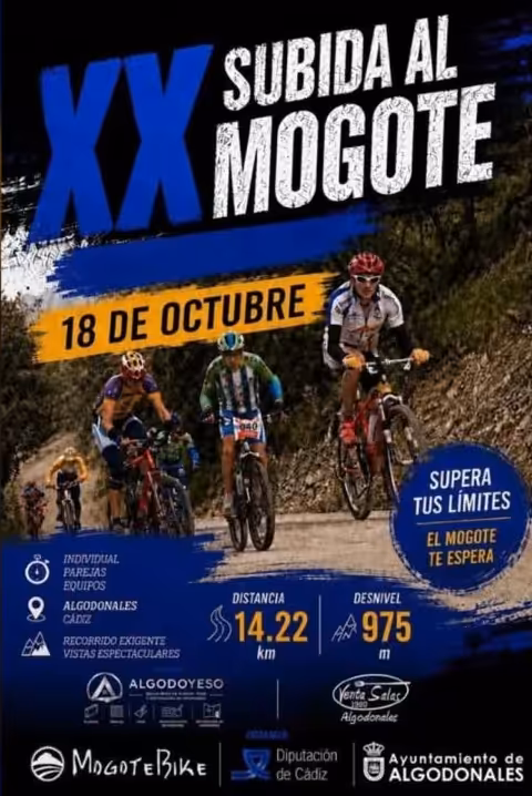 La XX Subida al Mogote se celebra el 18 de octubre en Algodonales. Las inscripciones permanecen abiertas hasta el 11 de octubre. Slug recomendado: xx-subida-al-mogote-algodonales-2026