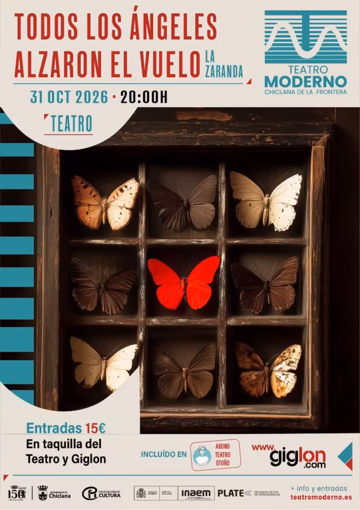 La Zaranda presenta ‘Todos los ángeles alzaron el vuelo’ en Chiclana el 31 de octubre. Teatro, horarios, entradas y detalles de la obra.
