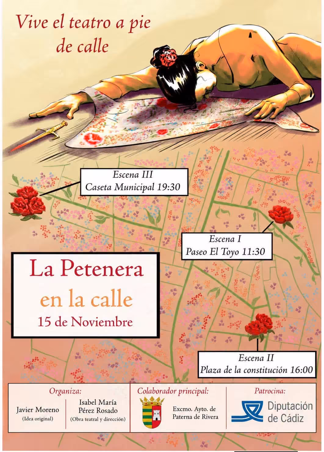 Paterna de Rivera representa La Petenera en la calle el 15 de noviembre, con teatro, flamenco y artistas locales en tres espacios del municipio.
