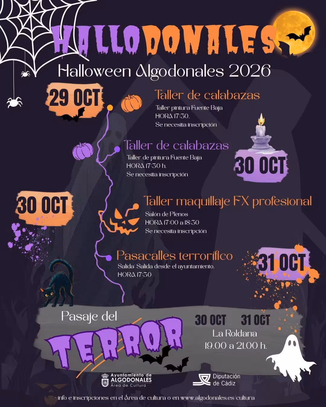 Halloween 2026 en Algodonales con talleres y Pasaje del Terror.