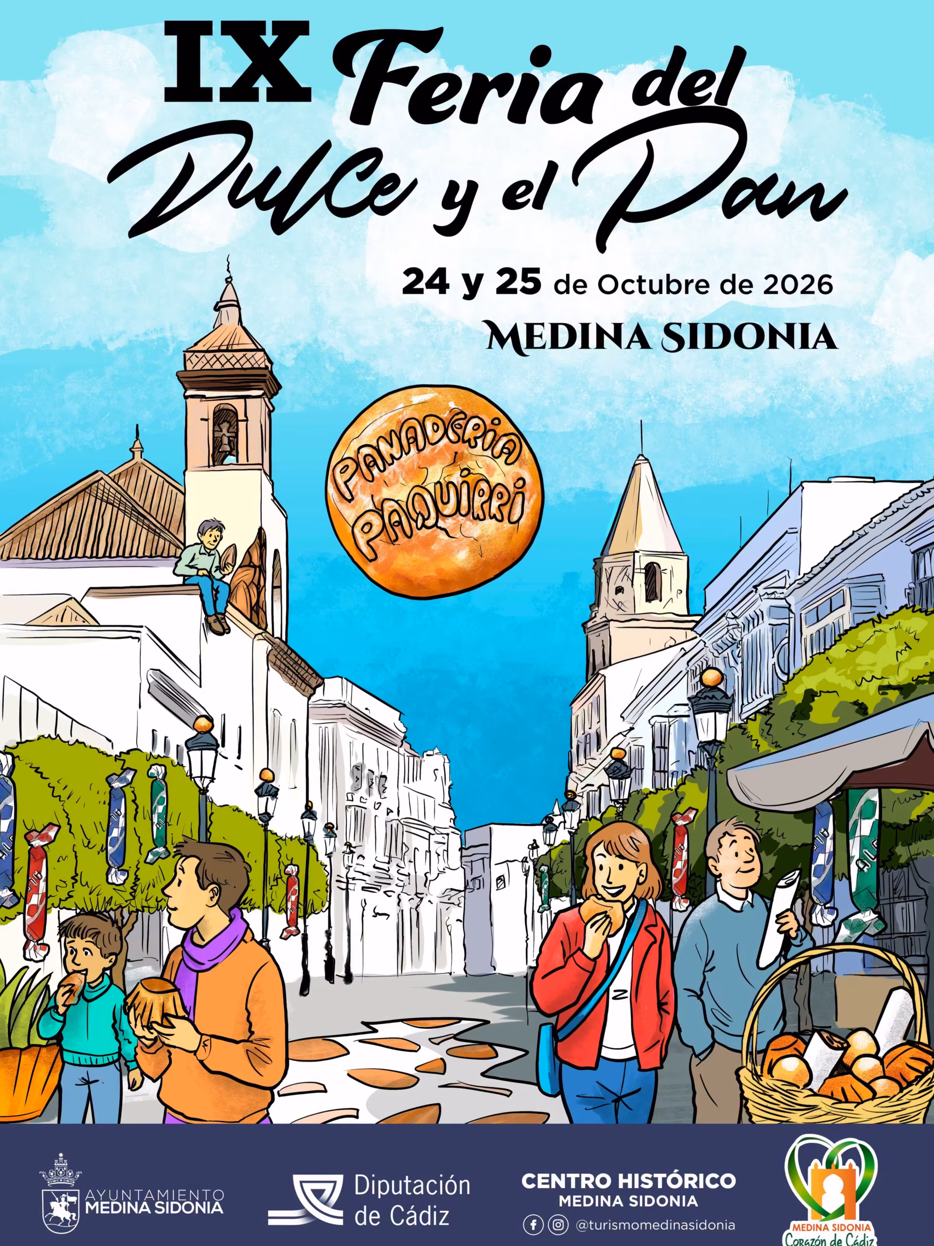 Medina Sidonia celebra el 24 y 25 de octubre la IX Feria del Dulce y el Pan, dedicada a la repostería, el pan artesanal y la memoria de sus obradores.